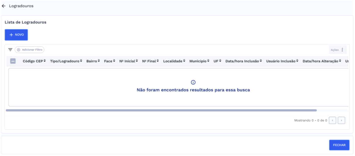 Logradouros - Sem Resultados 