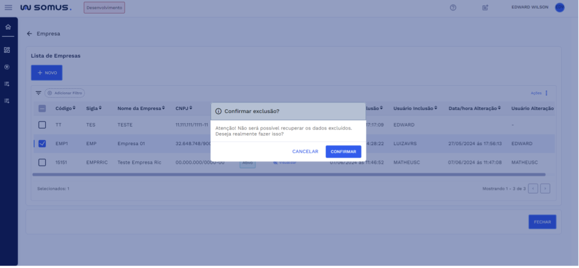 Confirmar exclusão - Empresa