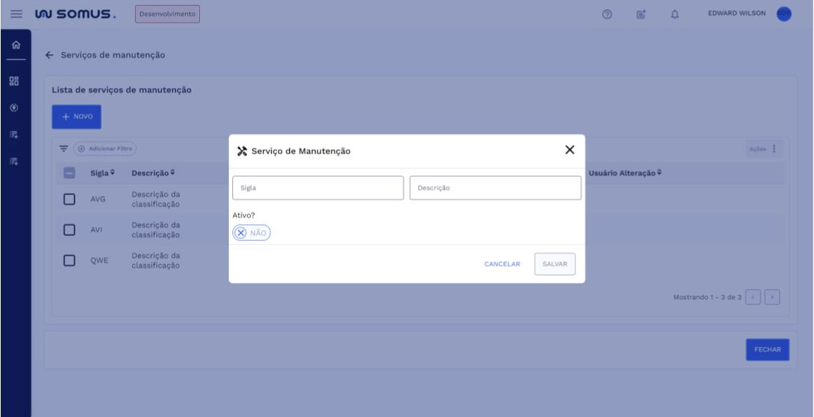 Cadastro Serviço de Manutenção