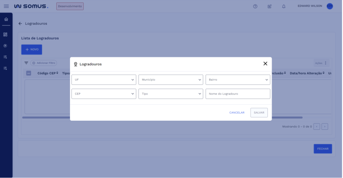 Cadastro de Logradouro