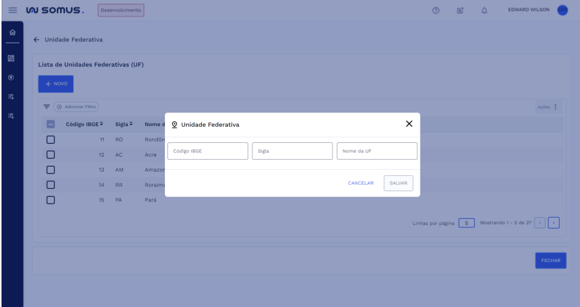 Cadastro de Unidades Federativa