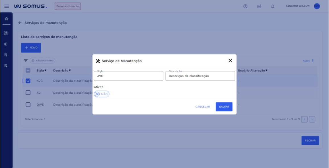 Editar Serviço de Manutenção
