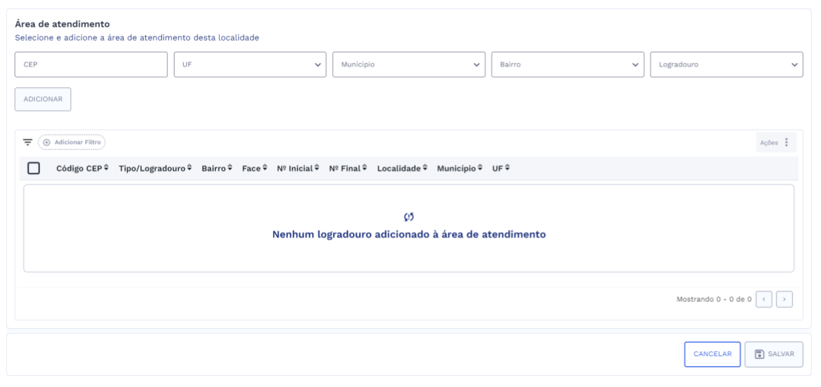 Área de atendimento